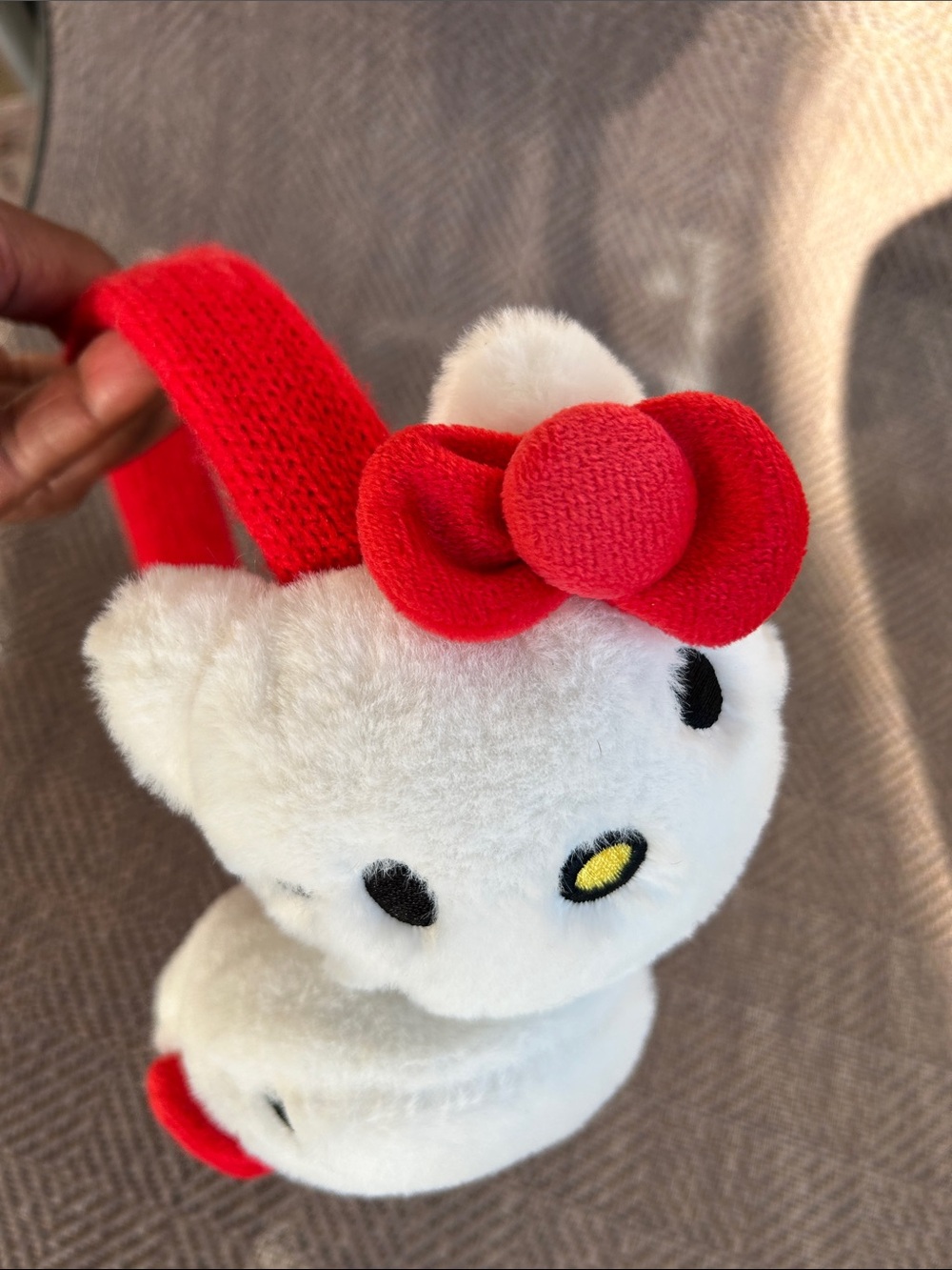 Sanrio Hello Kitty Plush Ear Muffs in White and Red. - Picture 3 of 8